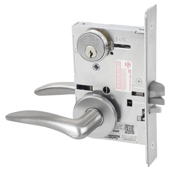 Storeroom or Closet Mortise Lock, DS Lever, A Rose, Satin Chrome